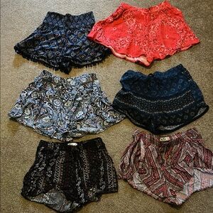 Hollister Printed Rayon Sleep shorts set of 6 juniors size small